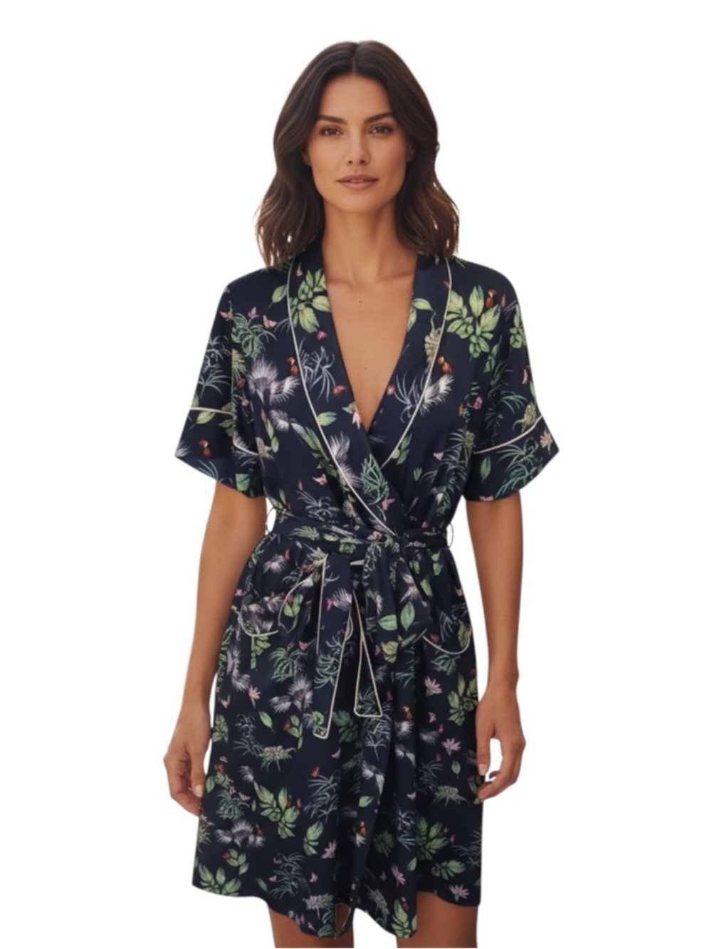 Size Small Rachel Roy Forest Womens Wrap Dress Floral Botanical Blue Green